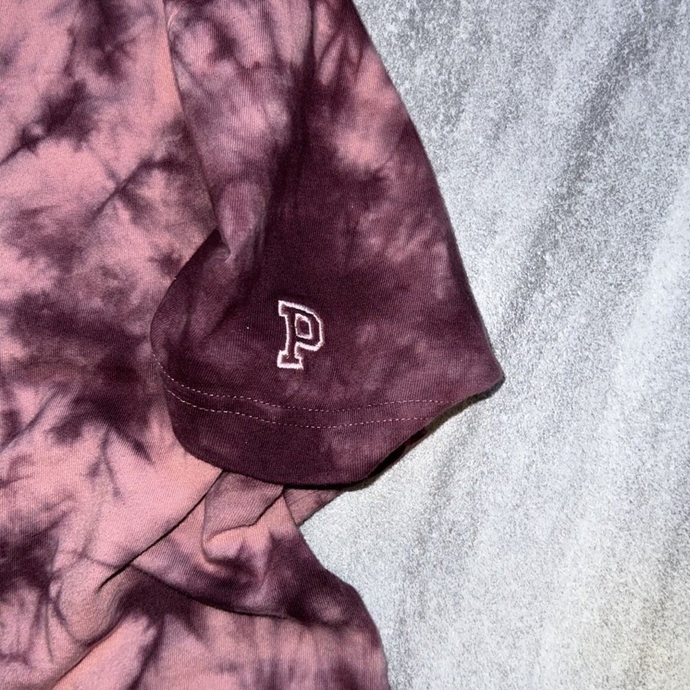 VS Pink oversized tie dye t shirt size XS pink & maroon - Picture 6 of 7